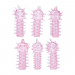 Набор из 6 насадок с шипами Tickler Sleeve Set, цвет: розовый