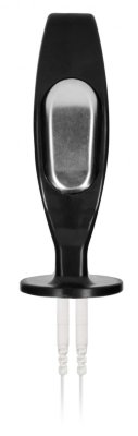 Электростимулятор с проводящей насадкой E-Stim Hollow Butt Plug - 7,8 см, цвет: черный