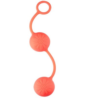 Вагинальные шарики с цветочками на поверхности, цвет: оранжевый