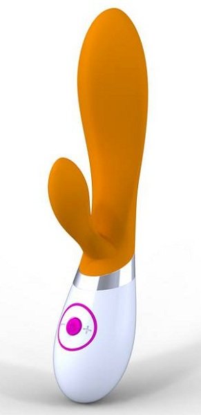 Вибратор Rabbit с клиторальным стимулятором, цвет: оранжевый