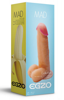 Фаллоимитатор EGZO Mad Banana из киберкожи с присоской, цвет: телесный - 19 см