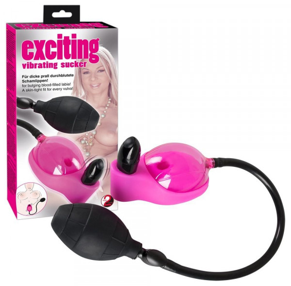 Помпа Exciting Vibrating Sucker с вибрацией для клитора, цвет: розово-черный