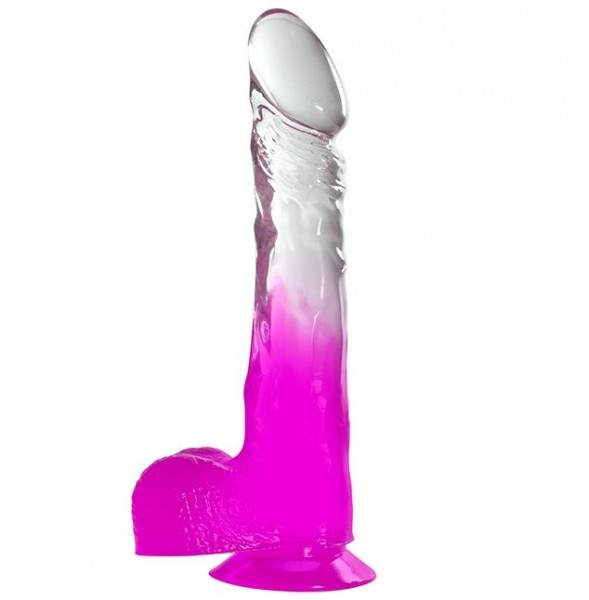 Фаллоимитатор Jelly Joy Fade Out с прозрачным стволом и присоской, цвет: фиолетовый - 20 см