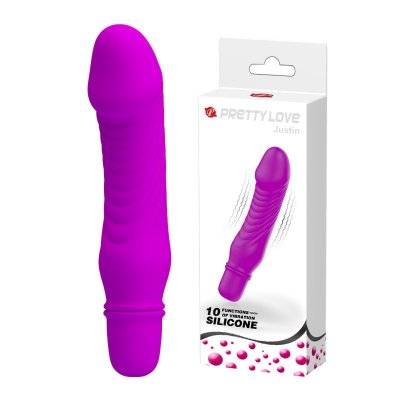 Мини-вибратор Justin -13,5 см, цвет: фиолетовый