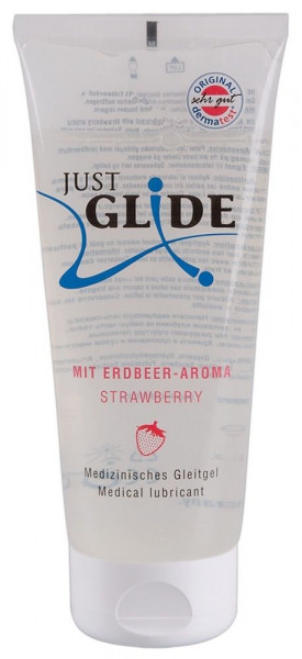 Гель-лубрикант Just Glide Strawberry с ароматом клубники - 200 мл.
