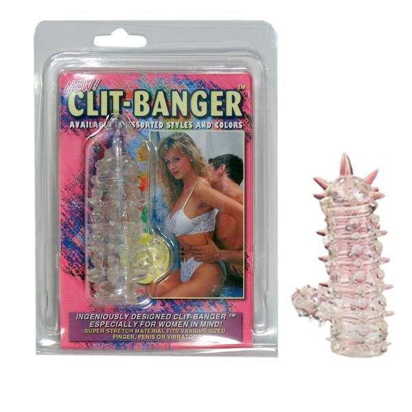 Насадка Clit-Banger Sleeve In Clear с шипами и клиторальной шишечкой, цвет: прозрачный