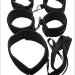 Набор БДСМ-девайсов на липучках: наручники, наножники, ошейник с поводком