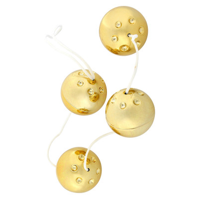 Четыре вагинальных шарика Gold Vibro Balls, цвет: золотистый