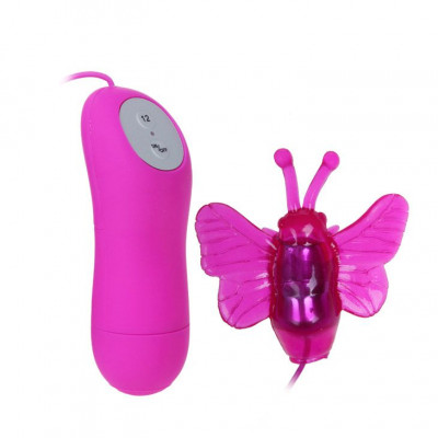 Вибростимулятор Baile Cute Secret с насадкой в виде бабочки, цвет: розовый
