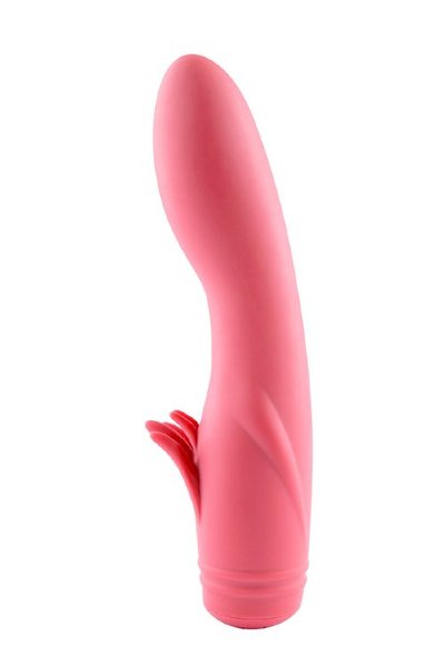 Вибратор с усиками ULTI CLIMAX RECHARGEABLE VIBRATOR - 17 см, цвет: розовый