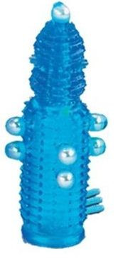 Насадка на пенис Pearl Stimulator, цвет: голубой - 11,5 см