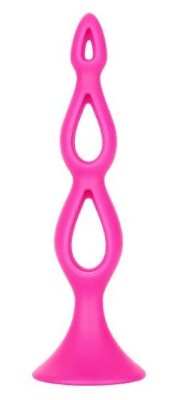 Анальная елочка Silicone Triple Probe - 14,5 см, цвет: розовый