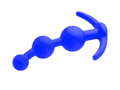 Анальная цепочка из 3 звеньев, цвет: синий - 13 см
