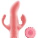 Вибратор с клиторальным и анальным отростками - 15,2 см, цвет: розовый