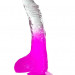 Фаллоимитатор Jelly Joy Fade Out с мошонкой, присоской и прозрачным стволом, цвет: фиолетовый - 20 см