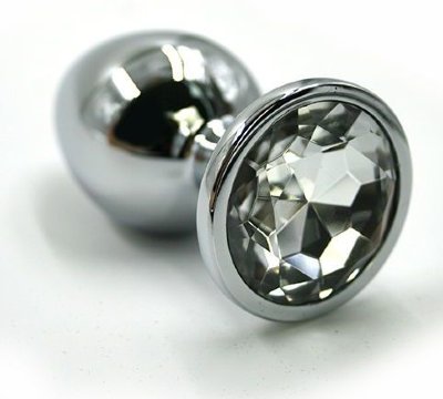Серебристая алюминиевая пробка с прозрачным кристаллом - 8,4 см.