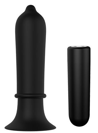 Вибромассажер для анальной стимуляции TORPEDO PLUG - 11,2 см, цвет: черный