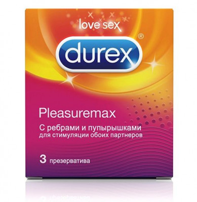 Рельефные презервативы Durex Pleasuremax с точками и ребрами - 3 шт.