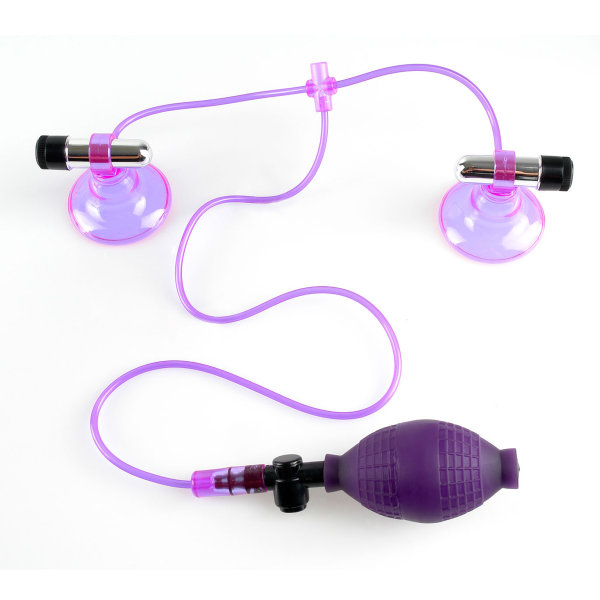 Вибростимуляторы для сосков с вакуумными присосками Vibrating Nipple Super Suck-hers, цвет: лиловый