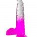 Фаллоимитатор Jelly Joy Fade Out с мошонкой, прозрачным стволом и присоской, цвет: фиолетовый - 17,8 см