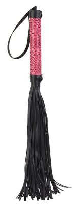 Мини-плеть WHIP с розовой ручкой - 39 см, цвет: черный