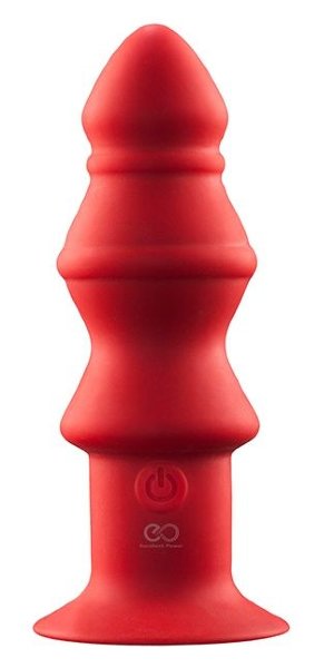 Ребристый анальный вибромассажер - 12,7 см, цвет: красный