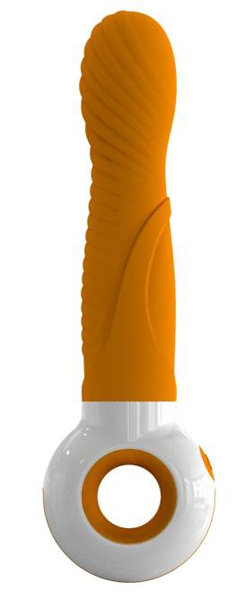 Вибратор O-zone с ручкой-кольцом, цвет: оранжево-белый