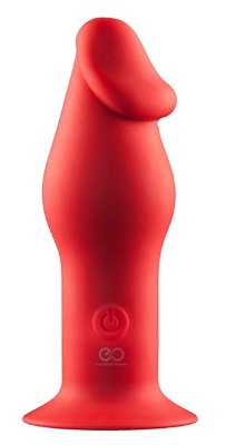 Силиконовый анальный вибромассажер - 12,7 см, цвет: красный