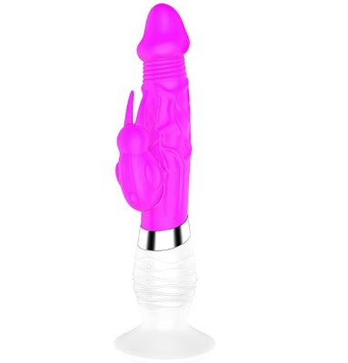 Вибратор BELLA с клиторальным стимулятором - 26 см, цвет: фиолетовый