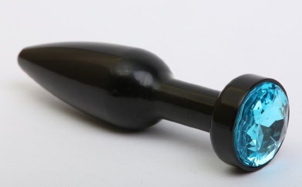 Черная удлиненная пробка с голубым кристаллом - 11,2 см