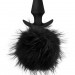 Анальная пробка Fur Pom Pom с черным заячьим хвостом - 12,7 см