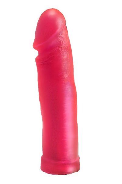 Гелевая насадка-фаллос без мошонки, цвет: розовый - 20,5 см