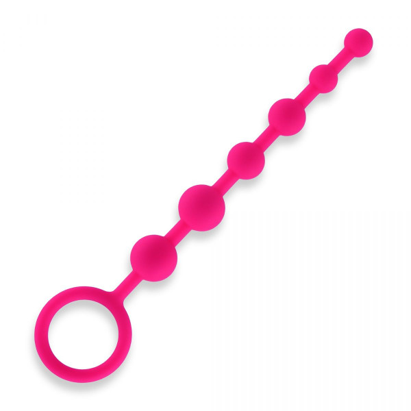 Анальная цепочка из 6 шариков, цвет: розовый - 21 см