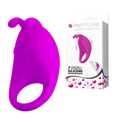 Эрекционное кольцо с вибрацией Baile Rabbit Vibrator, цвет: лиловый