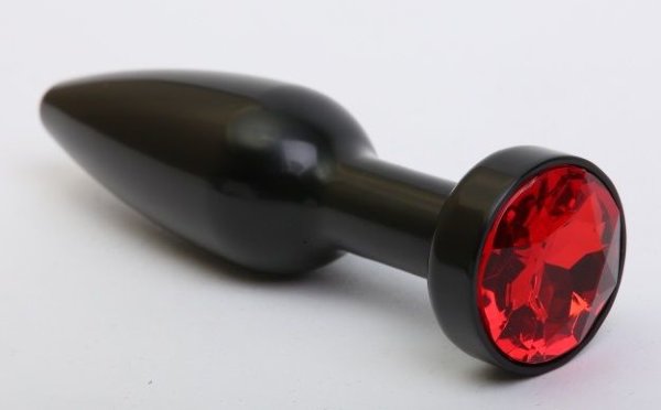 Черная удлиненная пробка с красным кристаллом - 11,2 см