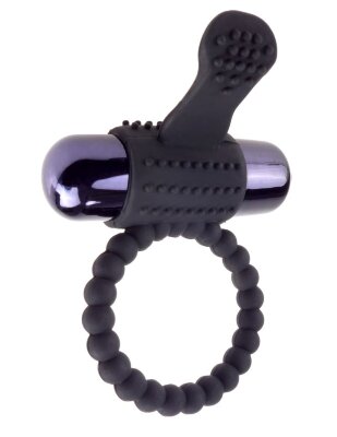 Эрекционное виброкольцо Vibrating Silicone Super Ring, цвет: черный