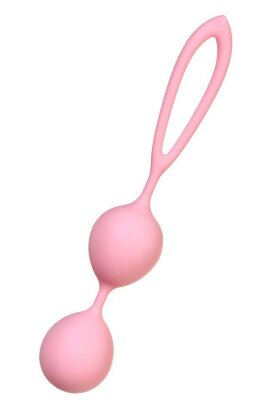 Силиконовые вагинальные шарики с ограничителем-петелькой, цвет: розовый