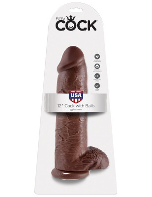 Фаллоимитатор Pipedream 12 Cock with Balls, цвет: коричневый - 30,5 см
