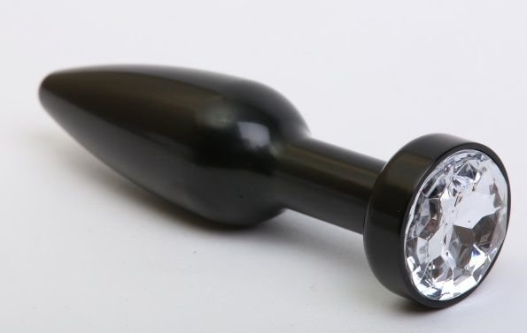 Черная удлиненная пробка с прозрачным кристаллом - 11,2 см