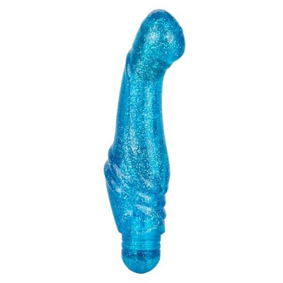 Вибратор с блестками G Glitz - 17,5 см, цвет: голубой