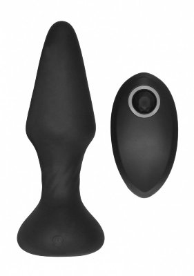 Анальный вибромассажер N 81 Rechargeable Remote Controlled Butt Plug - 14 см, цвет: черный