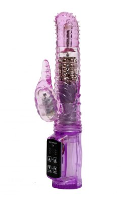 Силиконовый вибратор с подвижной головкой в пупырышках - 21 см, цвет: фиолетовый