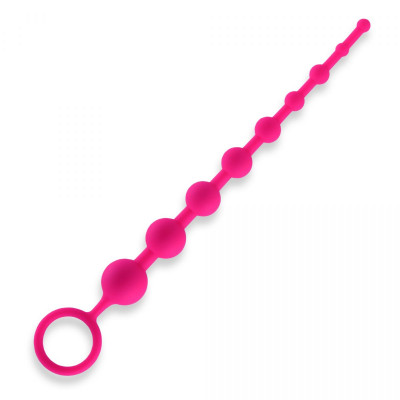 Анальная цепочка из 9 шариков, цвет: розовый - 30 см