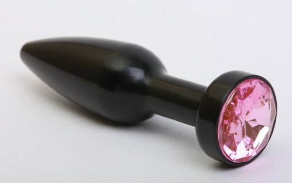 Черная удлиненная пробка с розовым кристаллом - 11,2 см