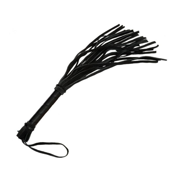 Малая плеть с кожаной рукоятью, цвет: черный - 40 см