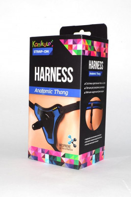 Трусики с плугом Kanikule Strap-on Harness Anatomic Thong, цвет: сине-черный