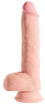 Фаллоимитатор на присоске 10 Triple Density Fat Cock with Balls - 27,9 см, цвет: телесный
