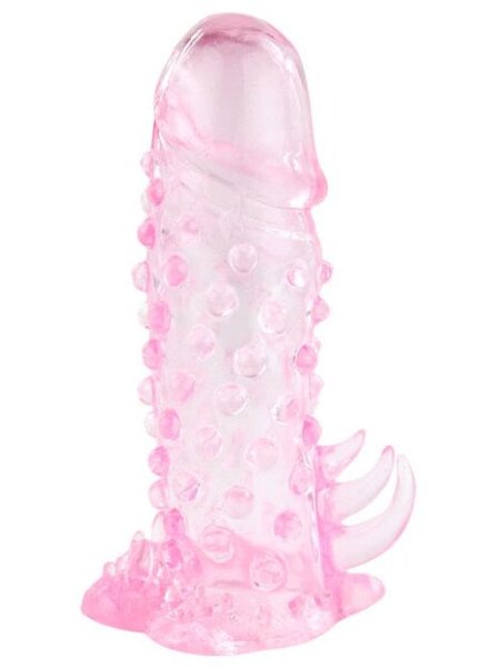 Насадка на пенис с пупырышками и усиками, цвет: розовый - 13 см