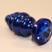 Синая рифленая пробка с синим кристаллом - 7,3 см