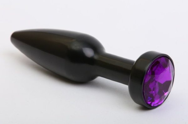Черная удлиненная пробка с фиолетовым кристаллом - 11,2 см